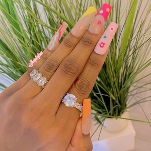 Daisy Girl Set 🌸✨  || • Colorful XL nails  •|| Luxury Press On Nails